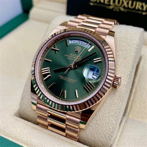 rolex green dial and gold gmt|Rolex day date everose gold.